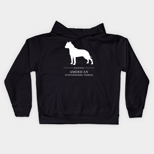 American Staffordshire Terrier Dog White Silhouette Kids Hoodie by millersye